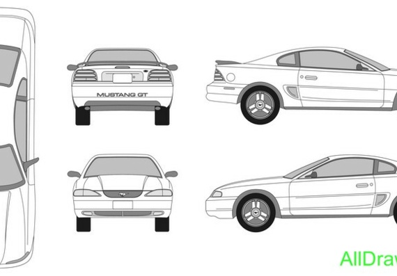 Fords Mustang (1996 & 1998) (Ford Mustang (1996 & 1998)) are drawings of the car